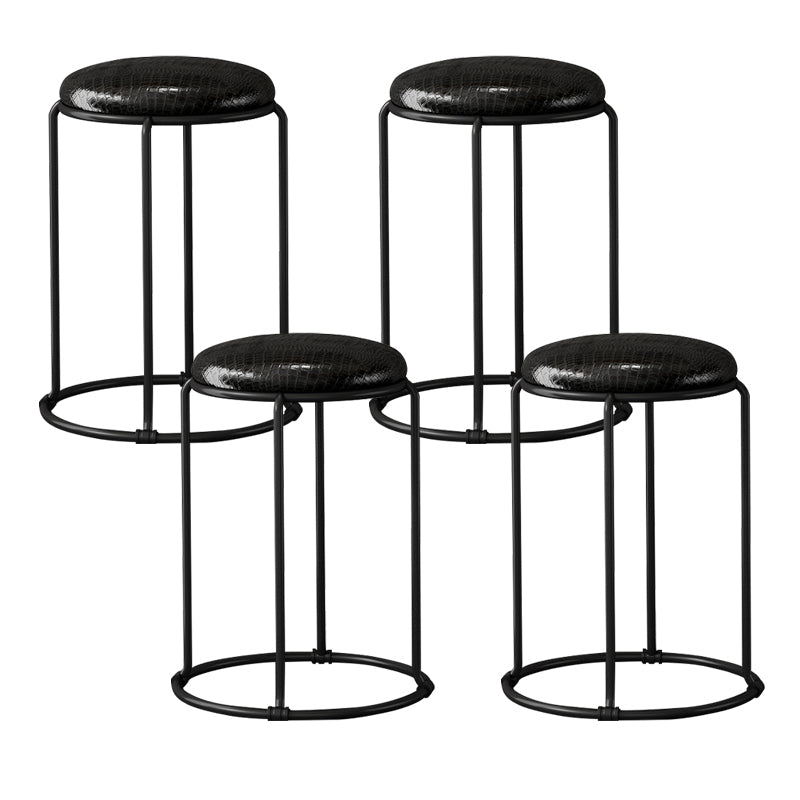 Modern Ottoman Leather Upholstered Tear Resistant Round Ottoman with Chair Legs