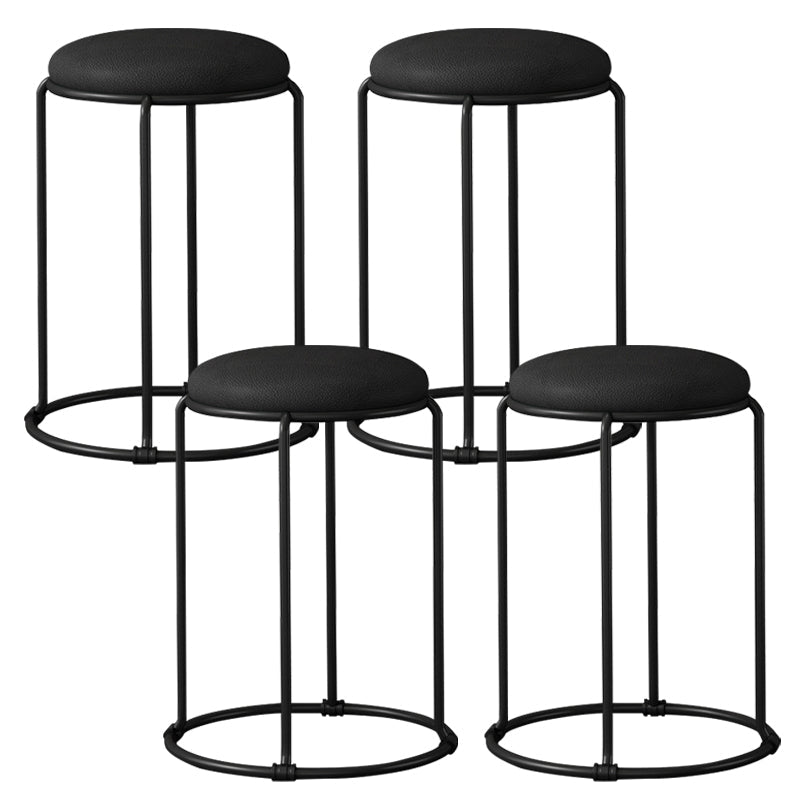 Ottoman moderne en cuir rembourré à la déchirure ottoman rond avec des jambes de chaise