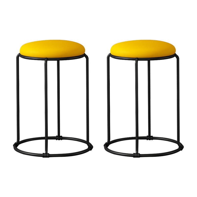 Ottoman moderne en cuir rembourré à la déchirure ottoman rond avec des jambes de chaise