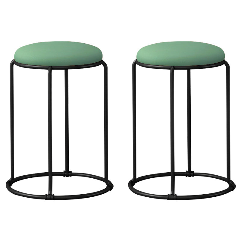 Modern Ottoman Leather Upholstered Tear Resistant Round Ottoman with Chair Legs