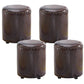 Round Contemporary Pouf Pure Color Nailhead Trim PU Leather Pouf Ottoman 14"L x 14"W x 16"H Brown 4 Piece Set Clearhalo 'furn' 'furn_ottomans_poufs' 'Furniture' 'Living Room Furniture' 'Ottomans & Poufs' 'ottomans_poufs' 6033259