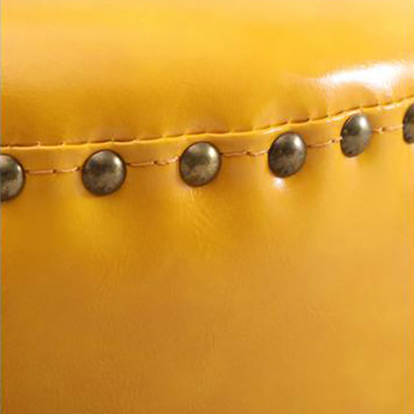 Round Contemporary Pouf Pure Color Nailhead Trim PU Leather Pouf Ottoman Clearhalo 'furn' 'furn_ottomans_poufs' 'Furniture' 'Living Room Furniture' 'Ottomans & Poufs' 'ottomans_poufs' 6033261