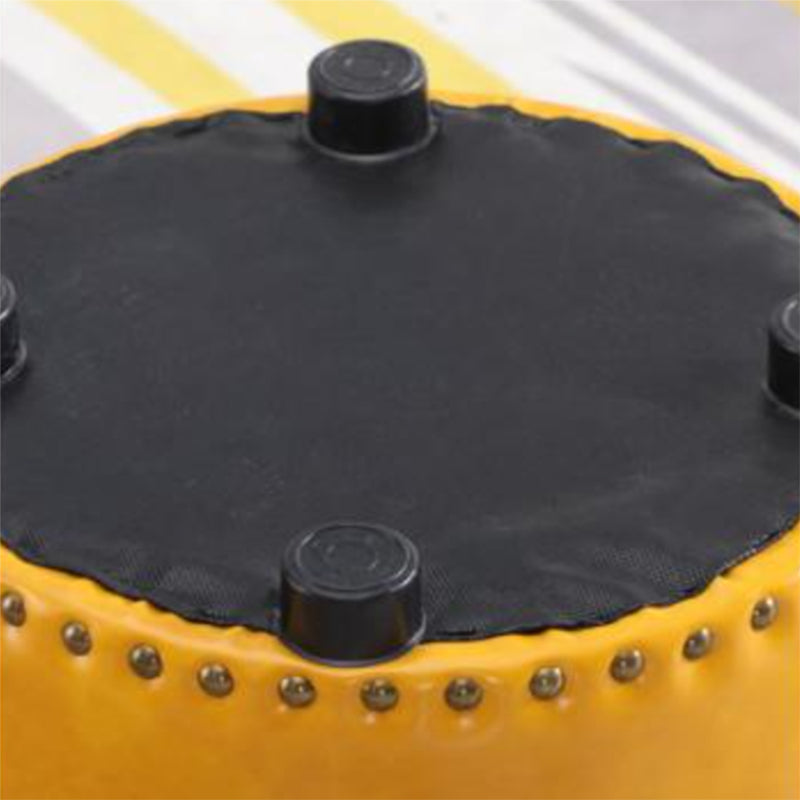 Round Contemporary Pouf Pure Color Nailhead Trim PU Leather Pouf Ottoman Clearhalo 'furn' 'furn_ottomans_poufs' 'Furniture' 'Living Room Furniture' 'Ottomans & Poufs' 'ottomans_poufs' 6033265