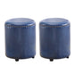 Round Contemporary Pouf Pure Color Nailhead Trim PU Leather Pouf Ottoman 14"L x 14"W x 16"H Blue 2 Piece Set Clearhalo 'furn' 'furn_ottomans_poufs' 'Furniture' 'Living Room Furniture' 'Ottomans & Poufs' 'ottomans_poufs' 6033270