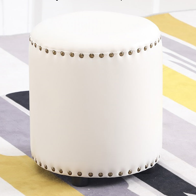 Round Contemporary Pouf Pure Color Nailhead Trim PU Leather Pouf Ottoman Clearhalo 'furn' 'furn_ottomans_poufs' 'Furniture' 'Living Room Furniture' 'Ottomans & Poufs' 'ottomans_poufs' 6033271