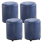 Round Contemporary Pouf Pure Color Nailhead Trim PU Leather Pouf Ottoman 14"L x 14"W x 16"H Blue 4 Piece Set Clearhalo 'furn' 'furn_ottomans_poufs' 'Furniture' 'Living Room Furniture' 'Ottomans & Poufs' 'ottomans_poufs' 6033272
