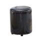 Round Contemporary Pouf Pure Color Nailhead Trim PU Leather Pouf Ottoman 13"L x 13"W x 14"H Black 1 Piece Clearhalo 'furn' 'furn_ottomans_poufs' 'Furniture' 'Living Room Furniture' 'Ottomans & Poufs' 'ottomans_poufs' 6033279