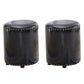 Round Contemporary Pouf Pure Color Nailhead Trim PU Leather Pouf Ottoman 13"L x 13"W x 14"H Black 2 Piece Set Clearhalo 'furn' 'furn_ottomans_poufs' 'Furniture' 'Living Room Furniture' 'Ottomans & Poufs' 'ottomans_poufs' 6033280_57158c13-fe3f-49eb-89b1-292dd71f71a1