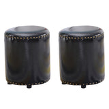 Round Contemporary Pouf Pure Color Nailhead Trim PU Leather Pouf Ottoman Clearhalo 'furn' 'furn_ottomans_poufs' 'Furniture' 'Living Room Furniture' 'Ottomans & Poufs' 'ottomans_poufs' 6033280