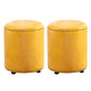 Round Contemporary Pouf Pure Color Nailhead Trim PU Leather Pouf Ottoman 14"L x 14"W x 16"H Yellow 2 Piece Set Clearhalo 'furn' 'furn_ottomans_poufs' 'Furniture' 'Living Room Furniture' 'Ottomans & Poufs' 'ottomans_poufs' 6033283