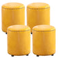 Round Contemporary Pouf Pure Color Nailhead Trim PU Leather Pouf Ottoman 14"L x 14"W x 16"H Yellow 4 Piece Set Clearhalo 'furn' 'furn_ottomans_poufs' 'Furniture' 'Living Room Furniture' 'Ottomans & Poufs' 'ottomans_poufs' 6033284