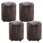 Round Contemporary Pouf Pure Color Nailhead Trim PU Leather Pouf Ottoman 13"L x 13"W x 14"H Brown 4 Piece Set Clearhalo 'furn' 'furn_ottomans_poufs' 'Furniture' 'Living Room Furniture' 'Ottomans & Poufs' 'ottomans_poufs' 6033287