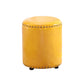 Round Contemporary Pouf Pure Color Nailhead Trim PU Leather Pouf Ottoman 13"L x 13"W x 14"H Yellow 1 Piece Clearhalo 'furn' 'furn_ottomans_poufs' 'Furniture' 'Living Room Furniture' 'Ottomans & Poufs' 'ottomans_poufs' 6033294