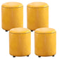 Round Contemporary Pouf Pure Color Nailhead Trim PU Leather Pouf Ottoman 13"L x 13"W x 14"H Yellow 4 Piece Set Clearhalo 'furn' 'furn_ottomans_poufs' 'Furniture' 'Living Room Furniture' 'Ottomans & Poufs' 'ottomans_poufs' 6033296