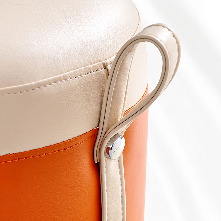 Faux Leather Pouf Round Patchwork Water Resistant Contemporary Pouf Ottoman Clearhalo 'furn' 'furn_ottomans_poufs' 'Furniture' 'Living Room Furniture' 'Ottomans & Poufs' 'ottomans_poufs' 6033353