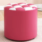 Mid-Century Modern Pouf Ottoman Faux Leather Tufted Square Pattern Round Ottoman Rose Red 1 Piece Clearhalo 'furn' 'furn_ottomans_poufs' 'Furniture' 'Living Room Furniture' 'Ottomans & Poufs' 'ottomans_poufs' 6033404