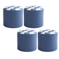 Mid-Century Modern Pouf Ottoman Faux Leather Tufted Square Pattern Round Ottoman Blue 4 Piece Set Clearhalo 'furn' 'furn_ottomans_poufs' 'Furniture' 'Living Room Furniture' 'Ottomans & Poufs' 'ottomans_poufs' 6033432