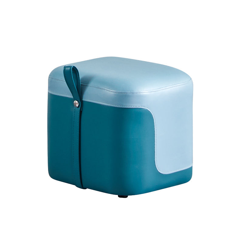 Modern Square Pouf Fade Resistant Contrast Color Faux Leather Pouf Ottoman 14"L x 13"W x 13"H Aqua 1 Piece Clearhalo 'furn' 'furn_ottomans_poufs' 'Furniture' 'Living Room Furniture' 'Ottomans & Poufs' 'ottomans_poufs' 6033461