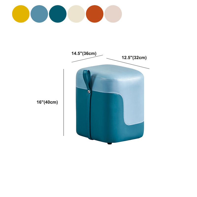 Modern Square Pouf Fade Resistant Contrast Color Faux Leather Pouf Ottoman Clearhalo 'furn' 'furn_ottomans_poufs' 'Furniture' 'Living Room Furniture' 'Ottomans & Poufs' 'ottomans_poufs' 6033489