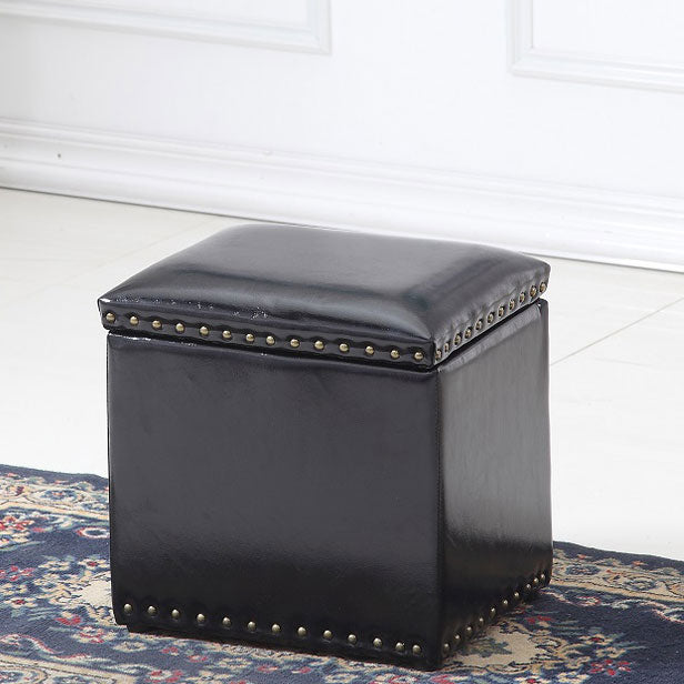 Modern Black Ottoman Leather Rectangle Ottoman for Living Room Black 1 Piece Clearhalo 'furn' 'furn_ottomans_poufs' 'Furniture' 'Living Room Furniture' 'Ottomans & Poufs' 'ottomans_poufs' 6033499