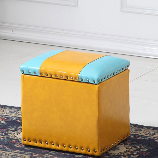 Modern Black Ottoman Leather Rectangle Ottoman for Living Room Yellow Blue 1 Piece Clearhalo 'furn' 'furn_ottomans_poufs' 'Furniture' 'Living Room Furniture' 'Ottomans & Poufs' 'ottomans_poufs' 6033503