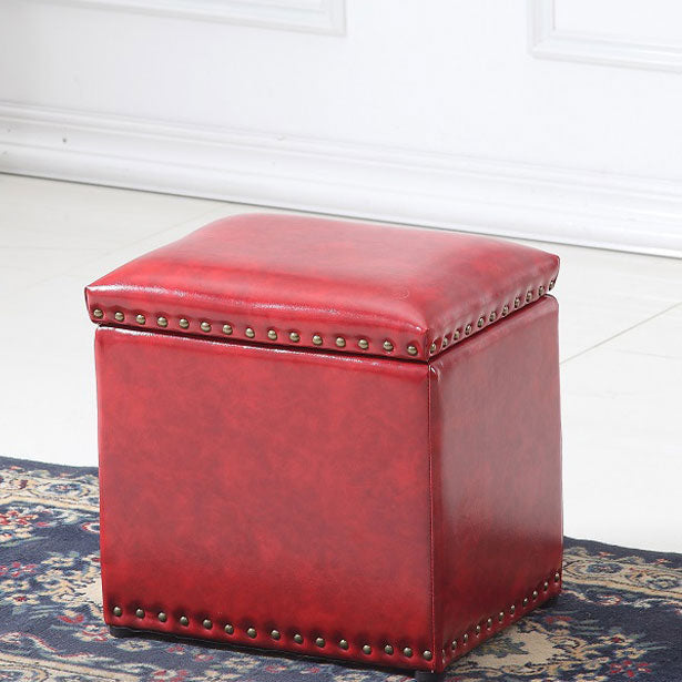 Modern Black Ottoman Leather Rectangle Ottoman for Living Room Red 1 Piece Clearhalo 'furn' 'furn_ottomans_poufs' 'Furniture' 'Living Room Furniture' 'Ottomans & Poufs' 'ottomans_poufs' 6033505