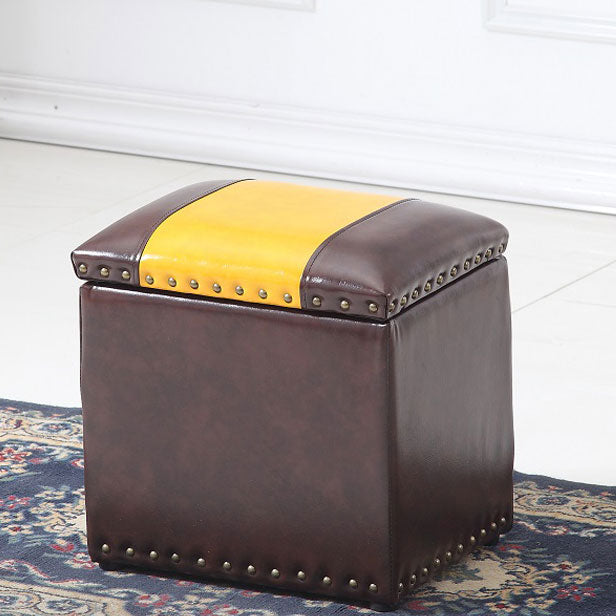Modern Black Ottoman Leather Rectangle Ottoman for Living Room Coffee-Yellow 1 Piece Clearhalo 'furn' 'furn_ottomans_poufs' 'Furniture' 'Living Room Furniture' 'Ottomans & Poufs' 'ottomans_poufs' 6033508