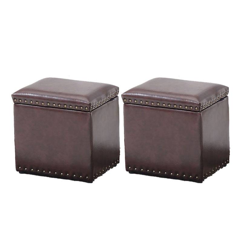 Modern Black Ottoman Leather Rectangle Ottoman for Living Room Coffee 2 Piece Set Clearhalo 'furn' 'furn_ottomans_poufs' 'Furniture' 'Living Room Furniture' 'Ottomans & Poufs' 'ottomans_poufs' 6033510