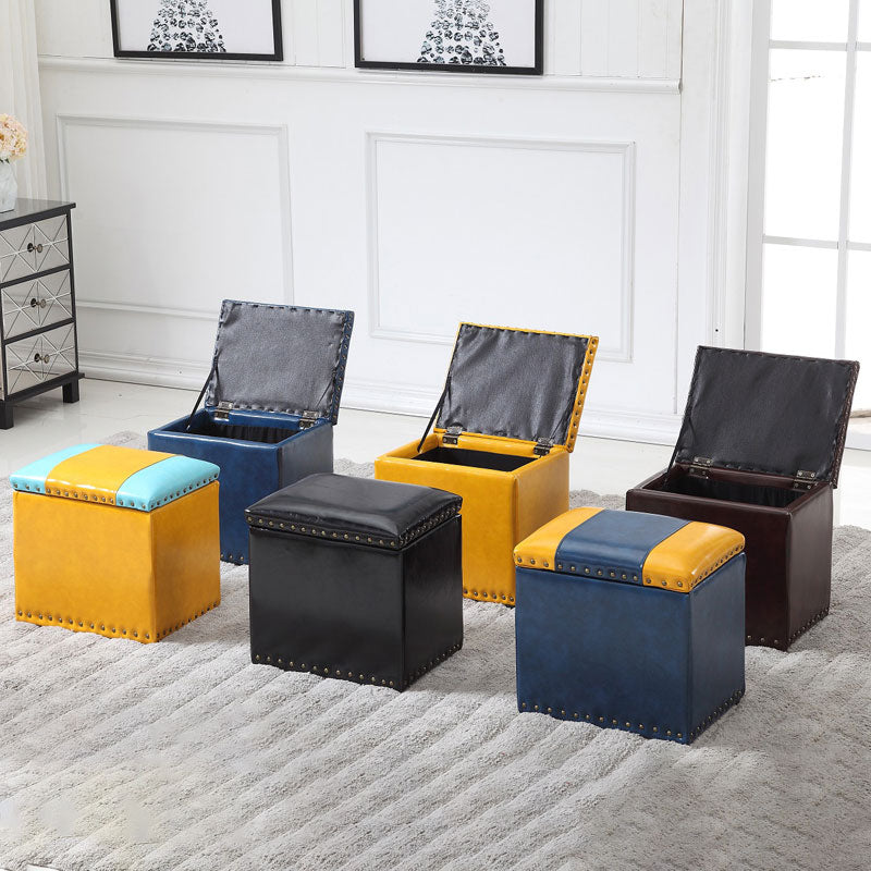 Modern Black Ottoman Leather Rectangle Ottoman for Living Room Clearhalo 'furn' 'furn_ottomans_poufs' 'Furniture' 'Living Room Furniture' 'Ottomans & Poufs' 'ottomans_poufs' 6033512