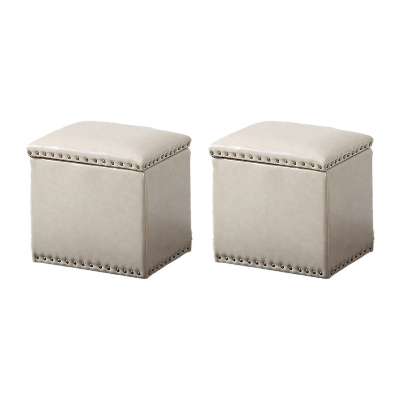 Modern Black Ottoman Leather Rectangle Ottoman for Living Room Grey 2 Piece Set Clearhalo 'furn' 'furn_ottomans_poufs' 'Furniture' 'Living Room Furniture' 'Ottomans & Poufs' 'ottomans_poufs' 6033513