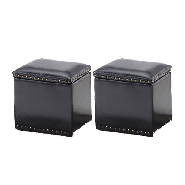 Modern Black Ottoman Leather Rectangle Ottoman for Living Room Black 2 Piece Set Clearhalo 'furn' 'furn_ottomans_poufs' 'Furniture' 'Living Room Furniture' 'Ottomans & Poufs' 'ottomans_poufs' 6033516