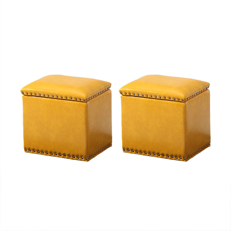 Modern Black Ottoman Leather Rectangle Ottoman for Living Room Yellow 2 Piece Set Clearhalo 'furn' 'furn_ottomans_poufs' 'Furniture' 'Living Room Furniture' 'Ottomans & Poufs' 'ottomans_poufs' 6033517