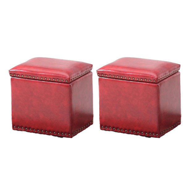 Modern Black Ottoman Leather Rectangle Ottoman for Living Room Red 2 Piece Set Clearhalo 'furn' 'furn_ottomans_poufs' 'Furniture' 'Living Room Furniture' 'Ottomans & Poufs' 'ottomans_poufs' 6033519