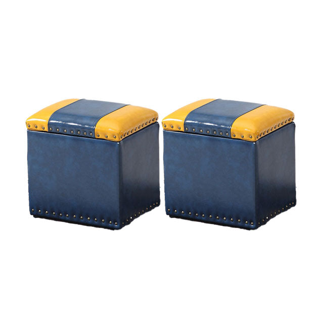 Modern Black Ottoman Leather Rectangle Ottoman for Living Room Dark Blue 2 Piece Set Clearhalo 'furn' 'furn_ottomans_poufs' 'Furniture' 'Living Room Furniture' 'Ottomans & Poufs' 'ottomans_poufs' 6033520