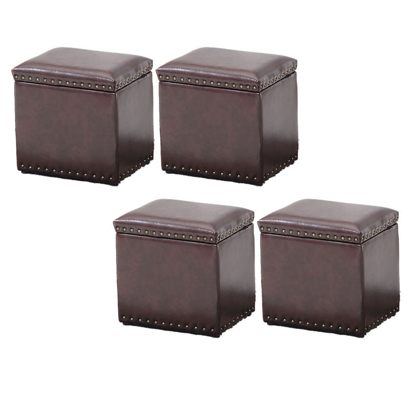 Modern Black Ottoman Leather Rectangle Ottoman for Living Room Coffee 4 Piece Set Clearhalo 'furn' 'furn_ottomans_poufs' 'Furniture' 'Living Room Furniture' 'Ottomans & Poufs' 'ottomans_poufs' 6033522