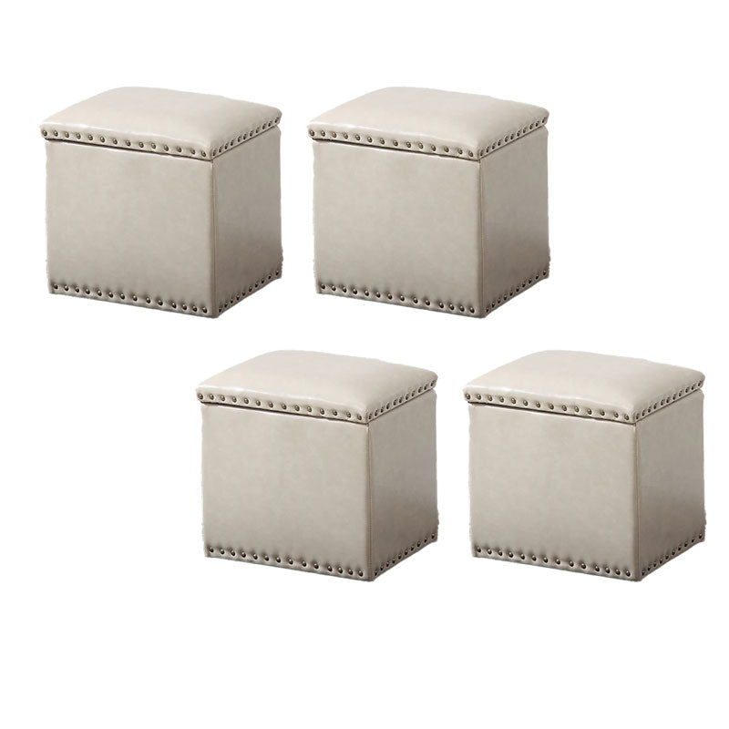 Modern Black Ottoman Leather Rectangle Ottoman for Living Room Grey 4 Piece Set Clearhalo 'furn' 'furn_ottomans_poufs' 'Furniture' 'Living Room Furniture' 'Ottomans & Poufs' 'ottomans_poufs' 6033523