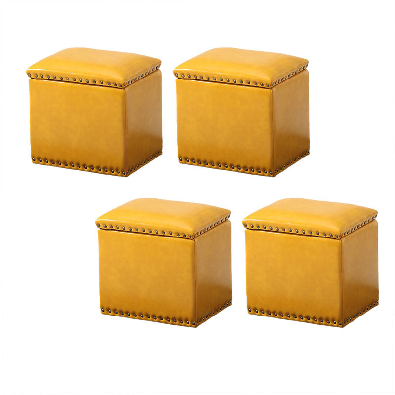 Modern Black Ottoman Leather Rectangle Ottoman for Living Room Yellow 4 Piece Set Clearhalo 'furn' 'furn_ottomans_poufs' 'Furniture' 'Living Room Furniture' 'Ottomans & Poufs' 'ottomans_poufs' 6033527