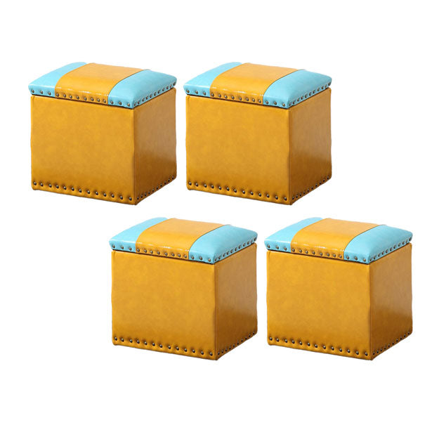 Modern Black Ottoman Leather Rectangle Ottoman for Living Room Yellow Blue 4 Piece Set Clearhalo 'furn' 'furn_ottomans_poufs' 'Furniture' 'Living Room Furniture' 'Ottomans & Poufs' 'ottomans_poufs' 6033528