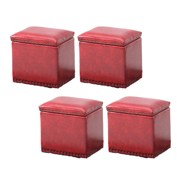 Modern Black Ottoman Leather Rectangle Ottoman for Living Room Red 4 Piece Set Clearhalo 'furn' 'furn_ottomans_poufs' 'Furniture' 'Living Room Furniture' 'Ottomans & Poufs' 'ottomans_poufs' 6033529