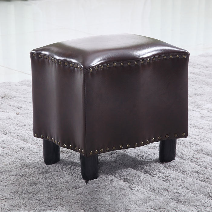 Modern Brown Standard Leather Pure Color Standard for Drawing Room 16"L x 13"W x 16"H Coffee 1 Piece Clearhalo 'furn' 'furn_ottomans_poufs' 'Furniture' 'Living Room Furniture' 'Ottomans & Poufs' 'ottomans_poufs' 6033538