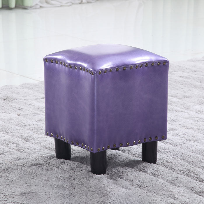 Modern Brown Standard Leather Pure Color Standard for Drawing Room 13"L x 13"W x 16"H Purple 1 Piece Clearhalo 'furn' 'furn_ottomans_poufs' 'Furniture' 'Living Room Furniture' 'Ottomans & Poufs' 'ottomans_poufs' 6033549