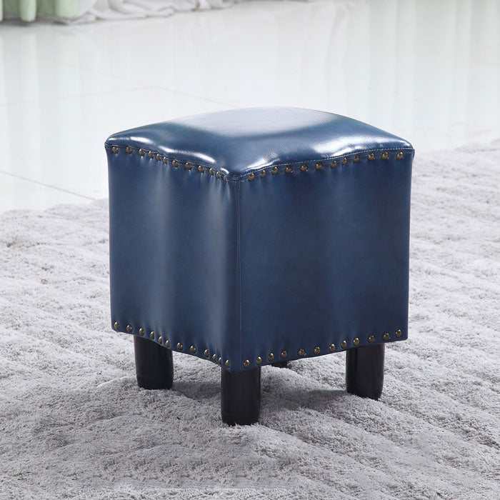 Modern Brown Standard Leather Pure Color Standard for Drawing Room 13"L x 13"W x 16"H Peacock Blue 1 Piece Clearhalo 'furn' 'furn_ottomans_poufs' 'Furniture' 'Living Room Furniture' 'Ottomans & Poufs' 'ottomans_poufs' 6033556