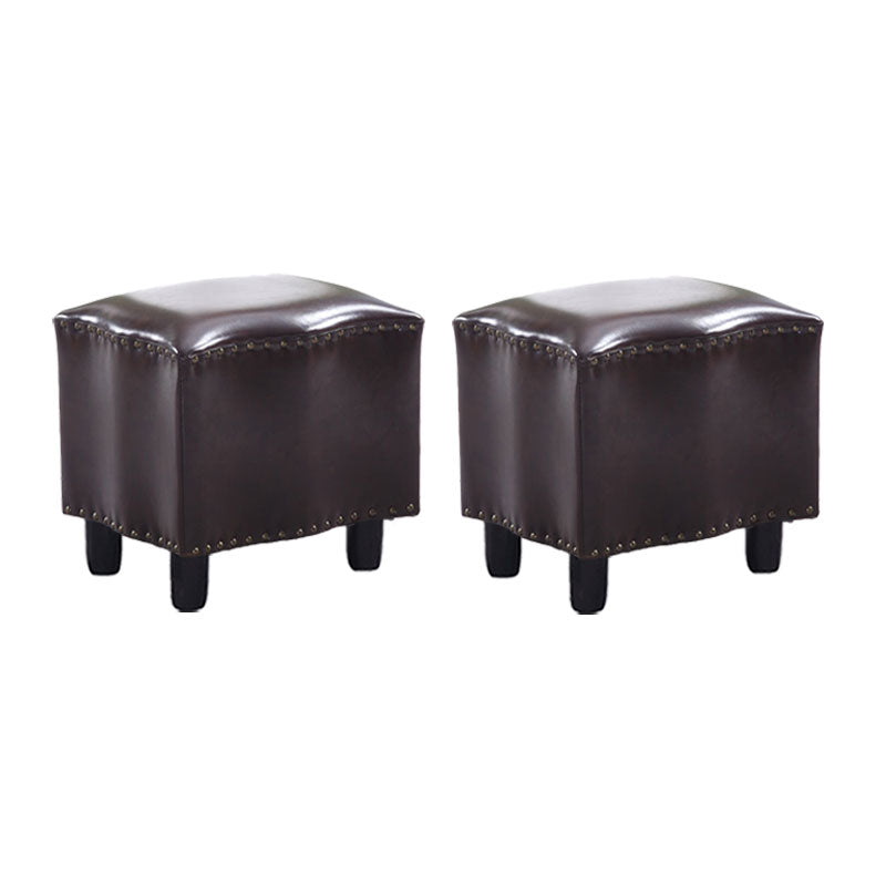 Modern Brown Standard Leather Pure Color Standard for Drawing Room 16"L x 13"W x 16"H Coffee 2 Piece Set Clearhalo 'furn' 'furn_ottomans_poufs' 'Furniture' 'Living Room Furniture' 'Ottomans & Poufs' 'ottomans_poufs' 6033558