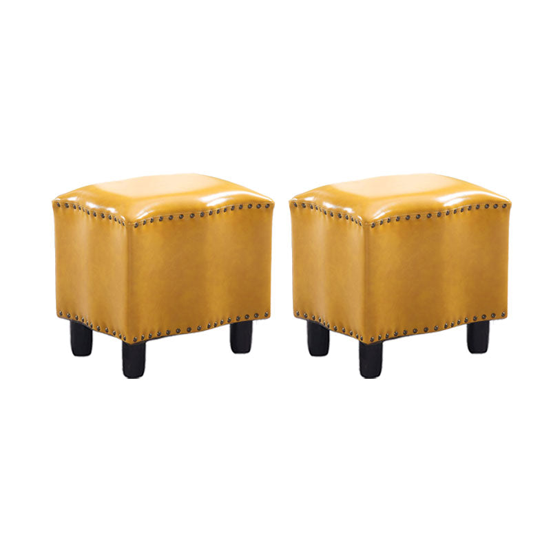 Modern Brown Standard Leather Pure Color Standard for Drawing Room 16"L x 13"W x 16"H Yellow 2 Piece Set Clearhalo 'furn' 'furn_ottomans_poufs' 'Furniture' 'Living Room Furniture' 'Ottomans & Poufs' 'ottomans_poufs' 6033562