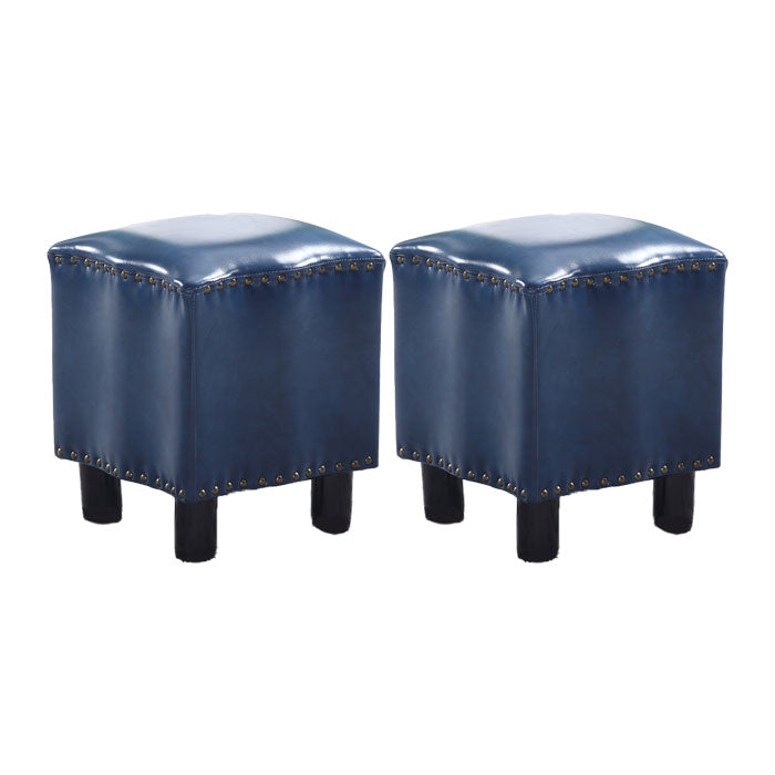 Modern Brown Standard Leather Pure Color Standard for Drawing Room 13"L x 13"W x 16"H Peacock Blue 2 Piece Set Clearhalo 'furn' 'furn_ottomans_poufs' 'Furniture' 'Living Room Furniture' 'Ottomans & Poufs' 'ottomans_poufs' 6033564