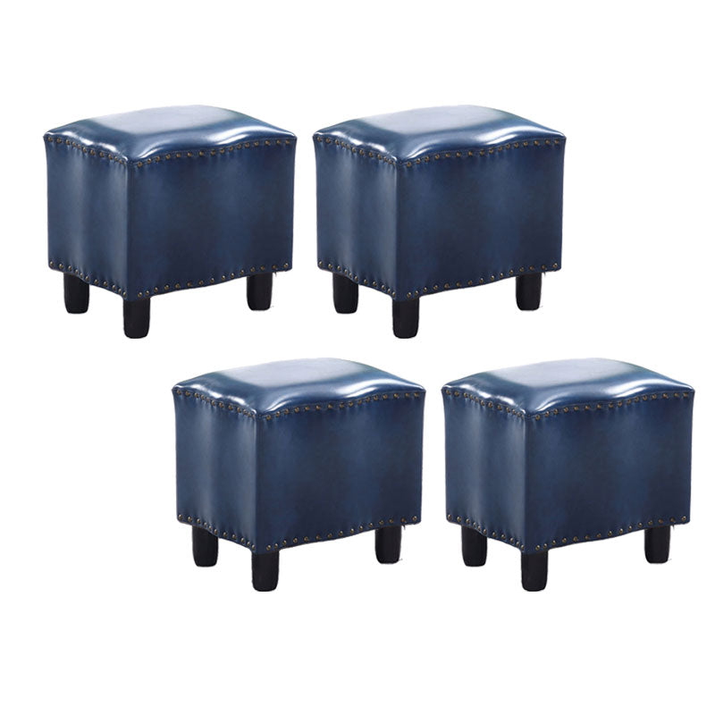 Modern Brown Standard Leather Pure Color Standard for Drawing Room 16"L x 13"W x 16"H Peacock Blue 4 Piece Set Clearhalo 'furn' 'furn_ottomans_poufs' 'Furniture' 'Living Room Furniture' 'Ottomans & Poufs' 'ottomans_poufs' 6033570