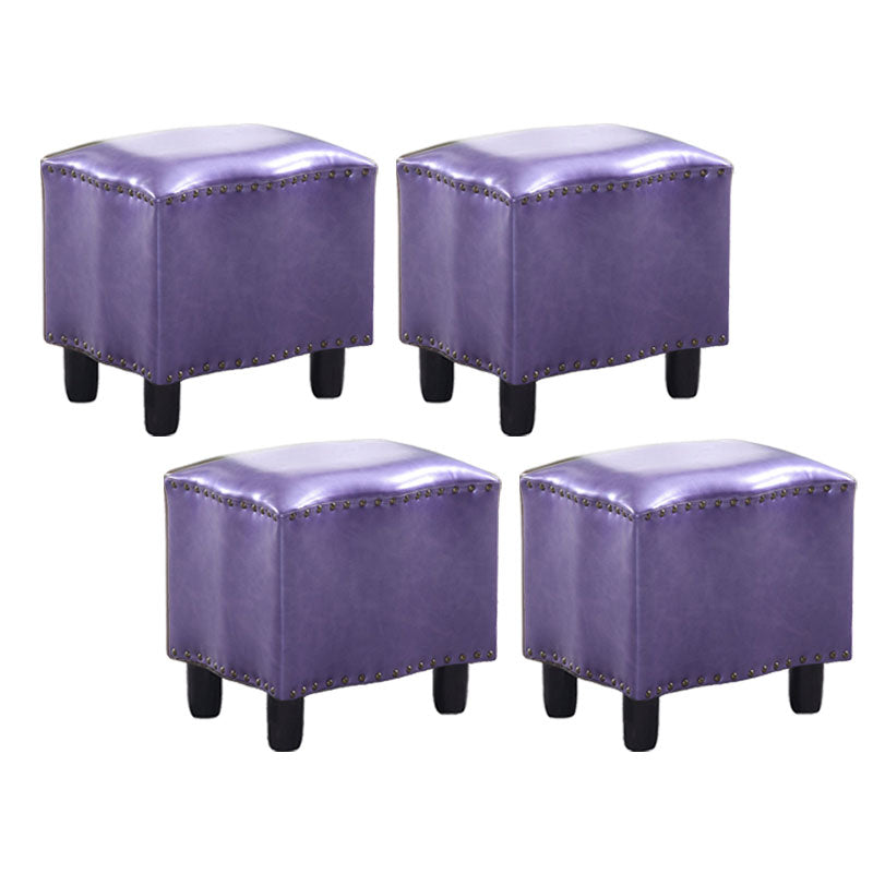 Modern Brown Standard Leather Pure Color Standard for Drawing Room 16"L x 13"W x 16"H Purple 4 Piece Set Clearhalo 'furn' 'furn_ottomans_poufs' 'Furniture' 'Living Room Furniture' 'Ottomans & Poufs' 'ottomans_poufs' 6033571