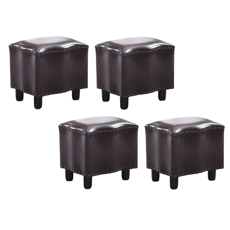 Modern Brown Standard Leather Pure Color Standard for Drawing Room 16"L x 13"W x 16"H Coffee 4 Piece Set Clearhalo 'furn' 'furn_ottomans_poufs' 'Furniture' 'Living Room Furniture' 'Ottomans & Poufs' 'ottomans_poufs' 6033572