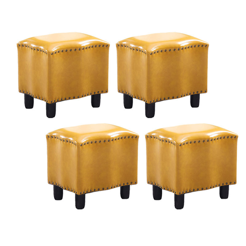 Modern Brown Standard Leather Pure Color Standard for Drawing Room 16"L x 13"W x 16"H Yellow 4 Piece Set Clearhalo 'furn' 'furn_ottomans_poufs' 'Furniture' 'Living Room Furniture' 'Ottomans & Poufs' 'ottomans_poufs' 6033573