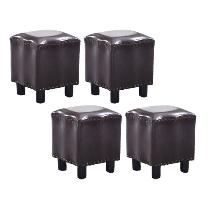 Modern Brown Standard Leather Pure Color Standard for Drawing Room 13"L x 13"W x 16"H Coffee 4 Piece Set Clearhalo 'furn' 'furn_ottomans_poufs' 'Furniture' 'Living Room Furniture' 'Ottomans & Poufs' 'ottomans_poufs' 6033575